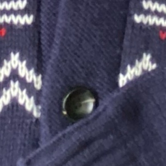 Daniel Hechter Blue Snowflake Wool Blend Holiday Shawl Collar Cardigan- Sz-L - Picture 4 of 13